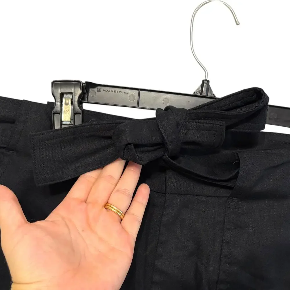 Banana Republic Linen-Cotton Utility Pant NWT Women's Sz 10 Tall Black Belted